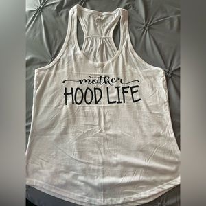 🔥BOGO🔥 Custom White Racerback Next Level XL "Mother HOOD LIFE"  NWOT